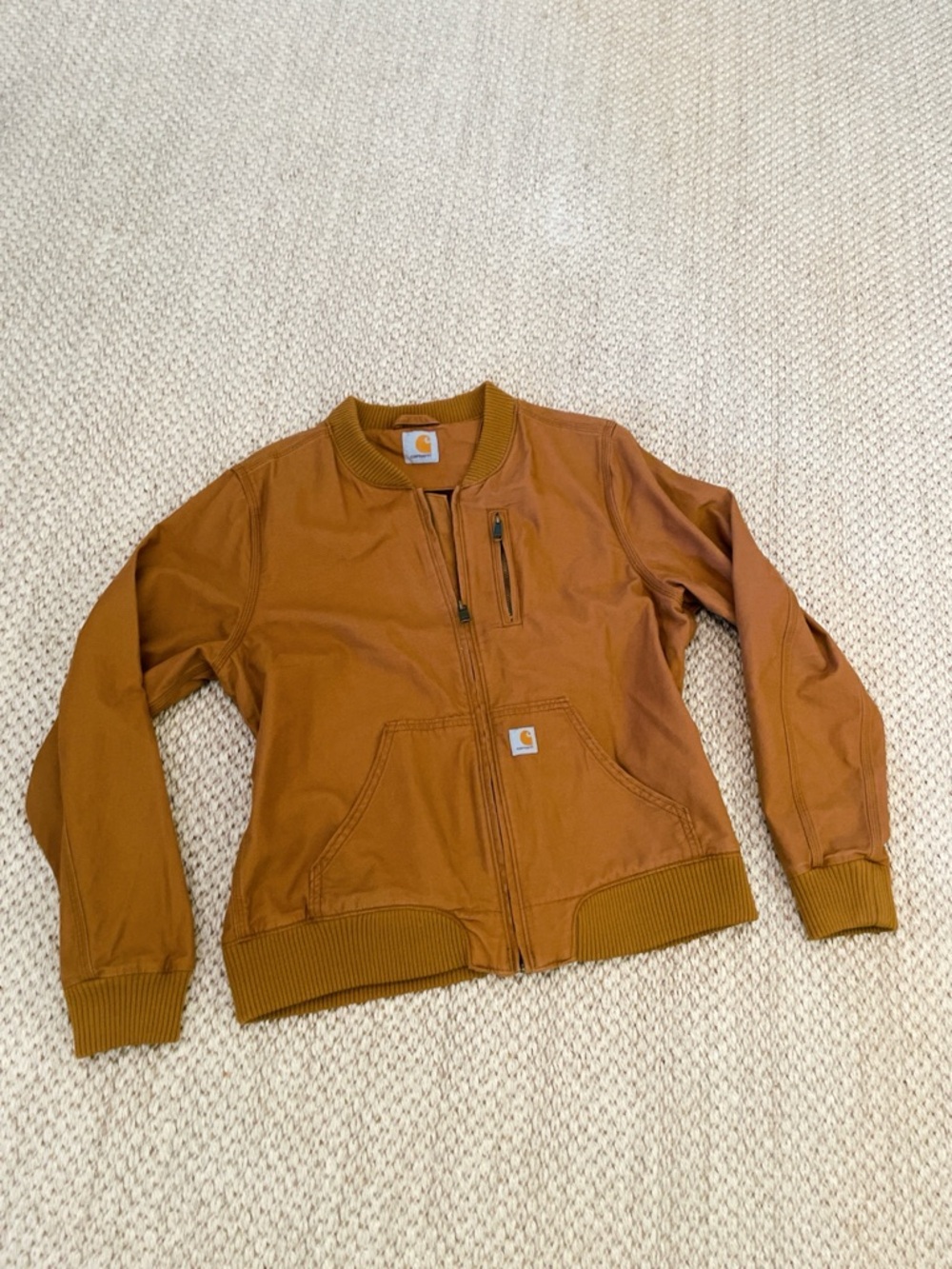 Carhartt Women’s XS Crawford Bomber Jacket Brown Cotton Full Zip Workwear